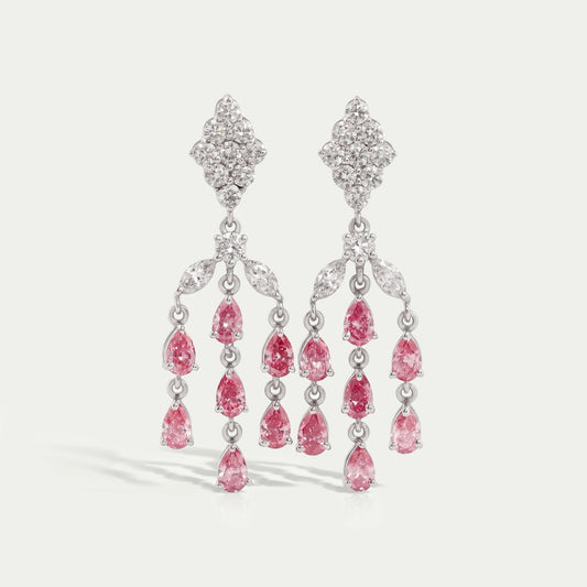Fancy Pink Pear Chandelier Earrings Earrings