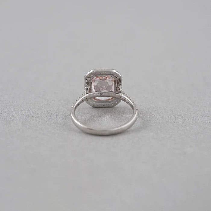 Fancy Pink Radiant Cut Halo Diamond Ring