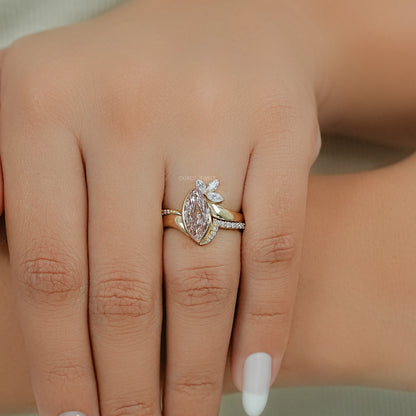 Fancy Vivid Pink Marquise Diamond Accent Bypass Ring Ring