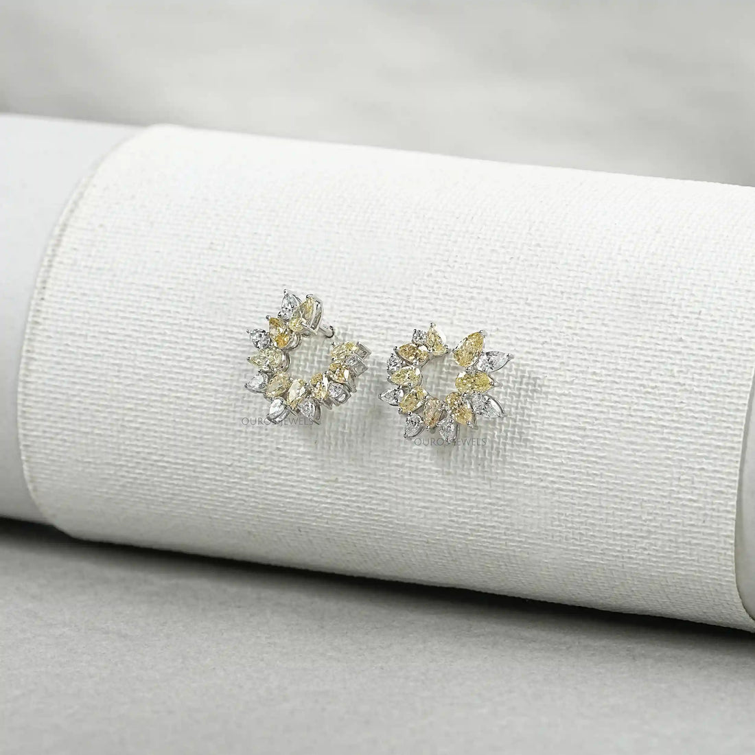 Yellow Pear Diamond Open Hoop Earrings Earring