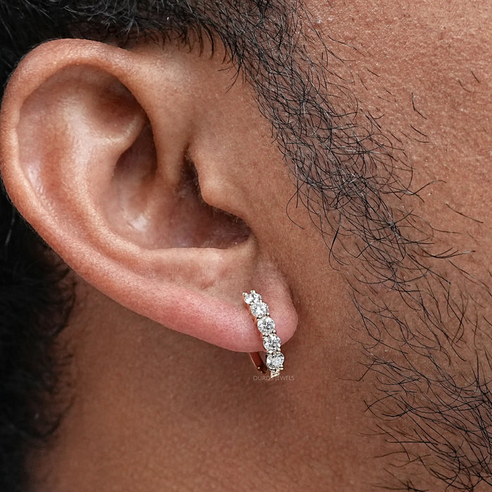 Huggie Hoop Diamond Earrings For Men