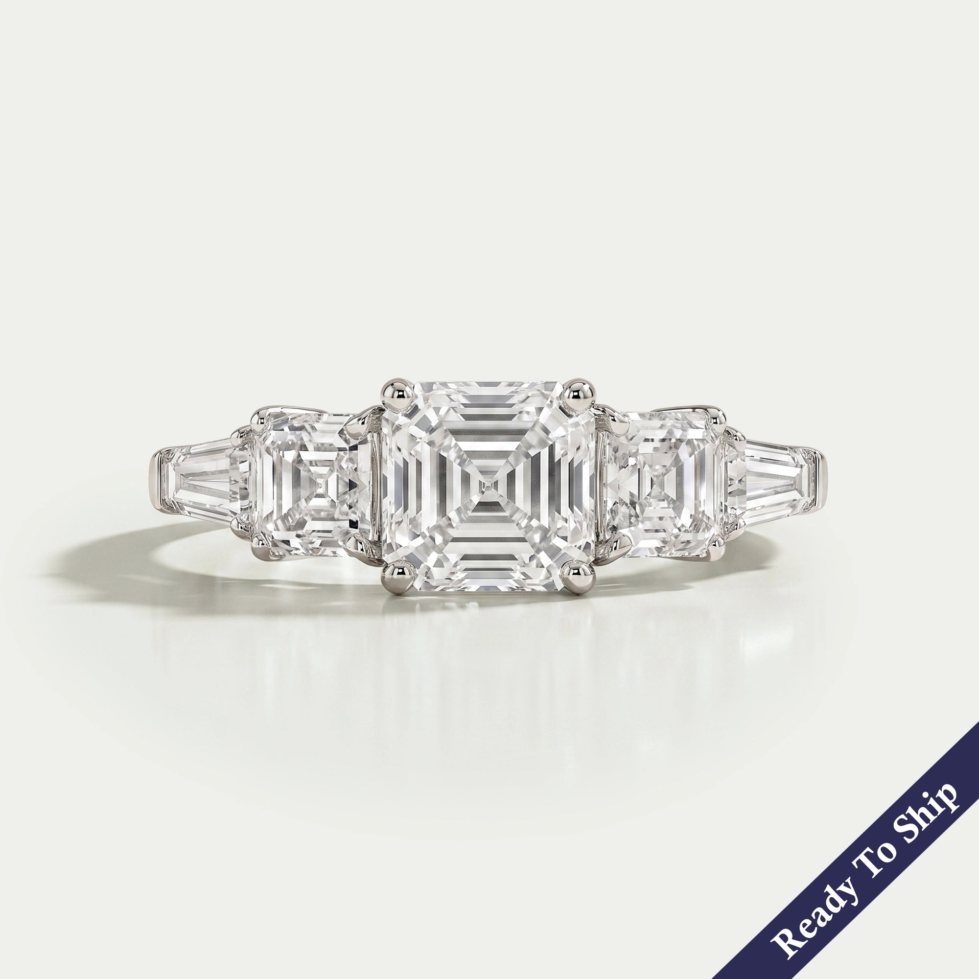 Five Stone Asscher Diamond Engagement Ring