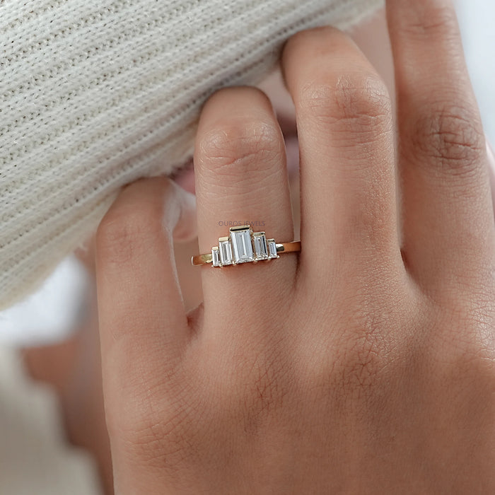 Baguette Cut Lab Diamond Wedding Ring