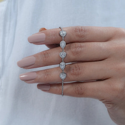 Five Stone Halo Lab Diamond Chain Bracelet Bracelet