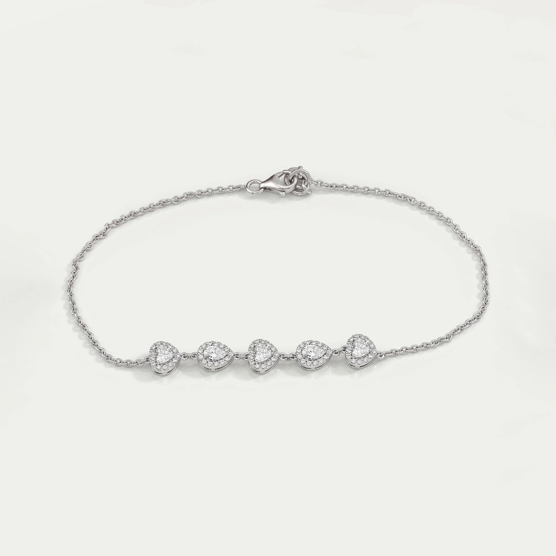 Five Stone Halo Lab Diamond Chain Bracelet Bracelet