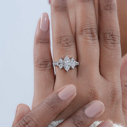 Five Stone Marquise Lab Diamond Engagement Ring