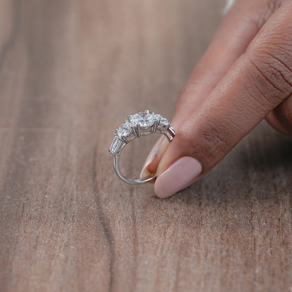 Five Stone Round Lab Diamond Engagement Ring