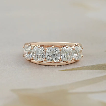 Five Stone Old Mine Cushion Diamond Ring Ring