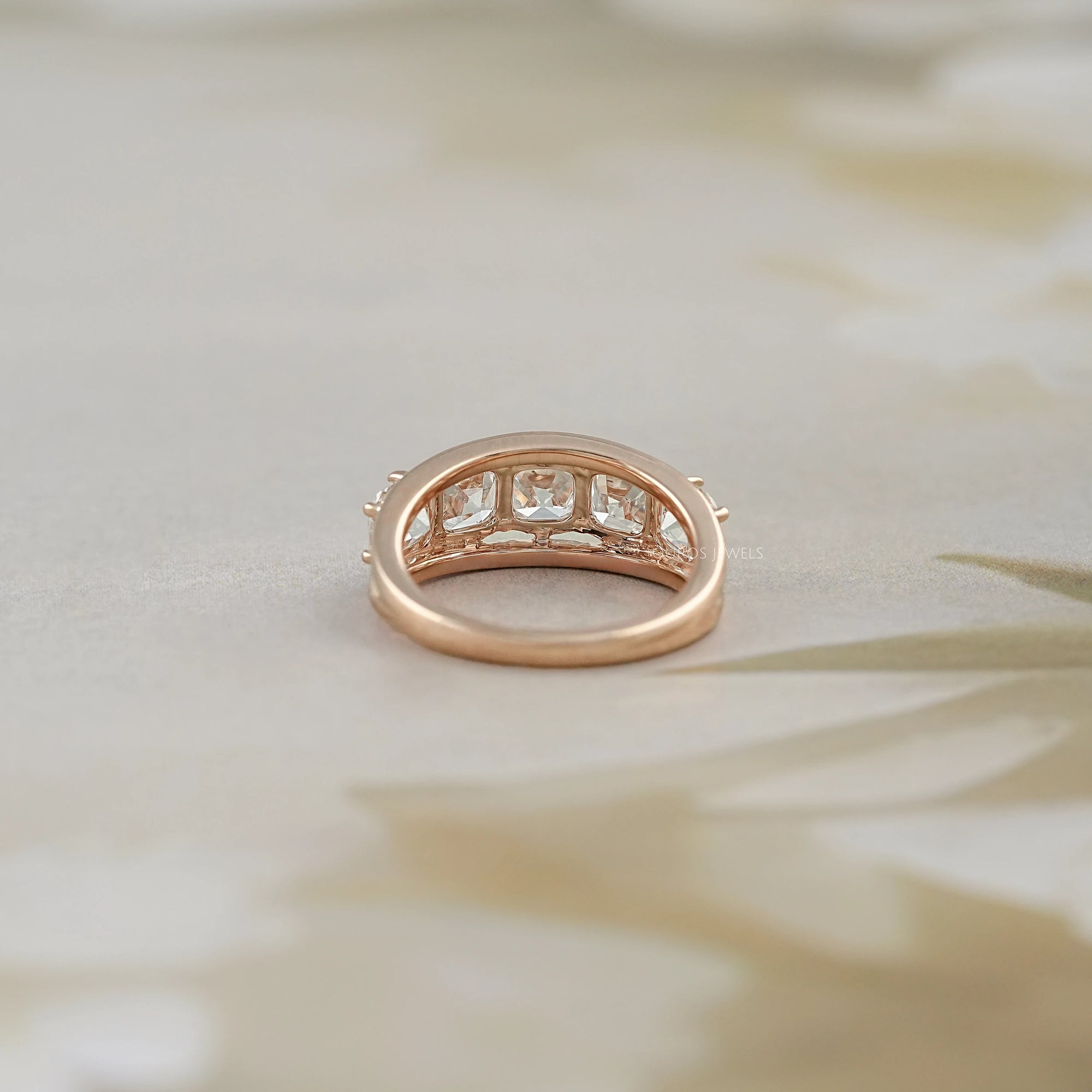 Five Stone Old Mine Cushion Diamond Ring Ring