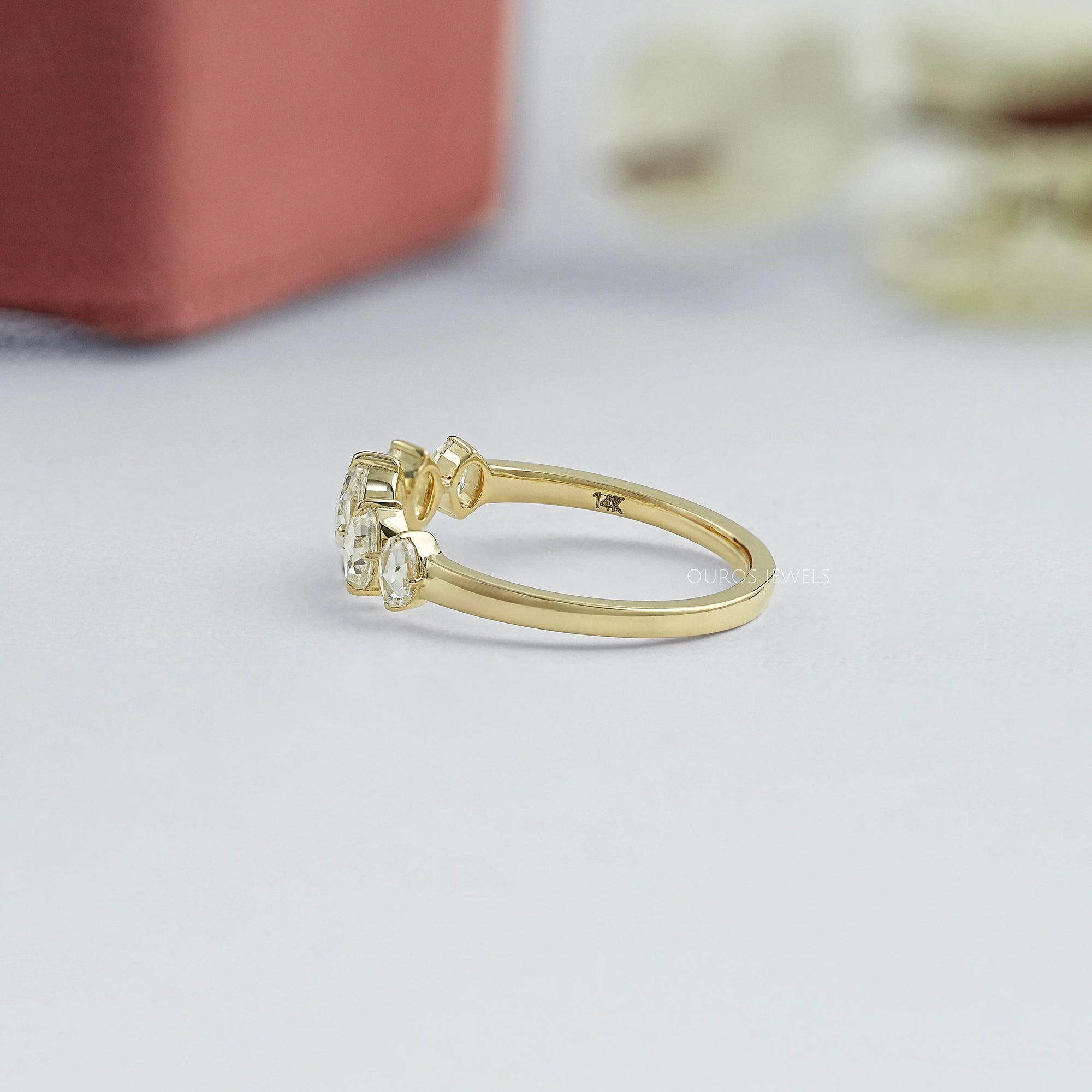 Five Stone Rose Cut Oval Diamond Ring