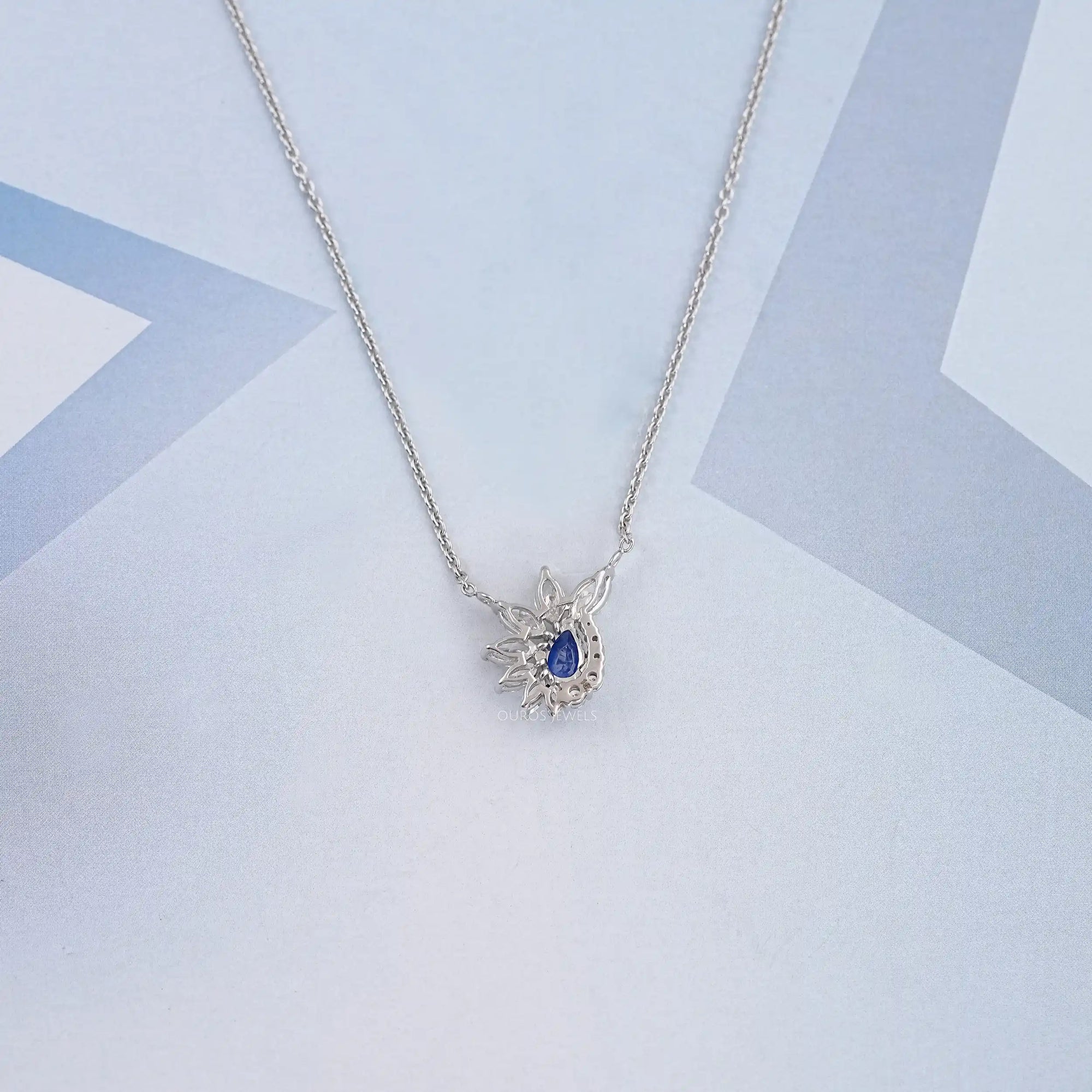 Sapphire Pear And Marquise Floral Cluster Pendant