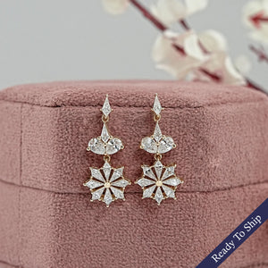 Floral  Kite Diamond  Dangle  Earring