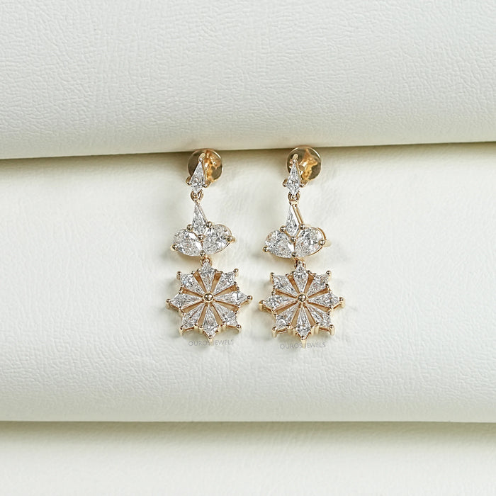 Floral  Kite Diamond  Dangle  Earrings