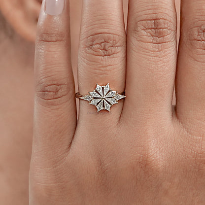 Kite Cut Lab Diamond Floral Engagement Ring Rings