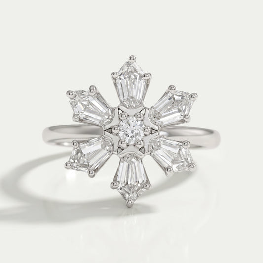 Shield Diamond Floral Anniversary Ring Rings