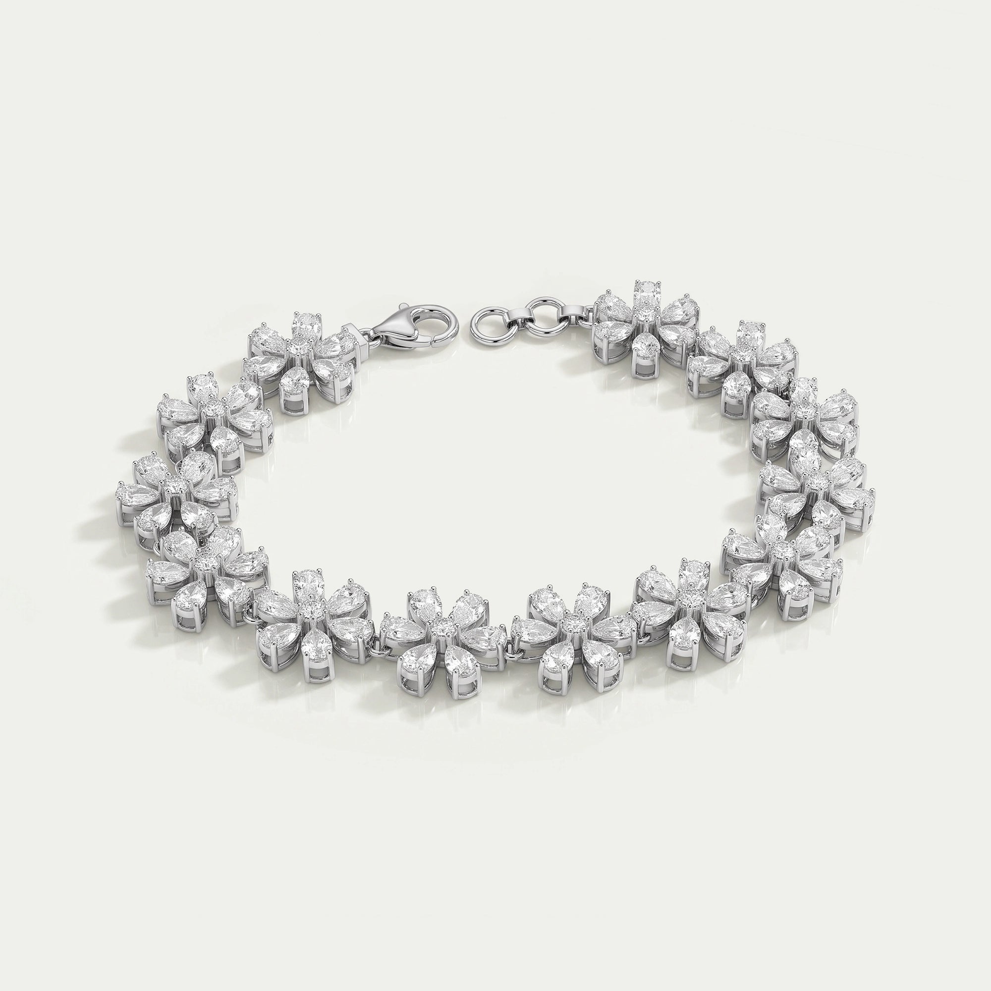 Floral Style Pear Cut Lab Grown Diamond Bracelet