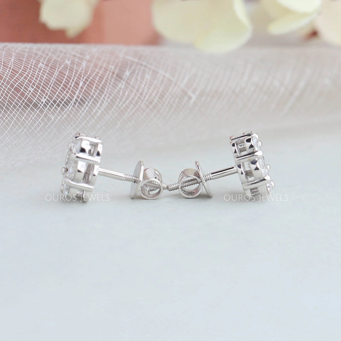 Floral Style Round Cut Halo Stud Earrings Earring