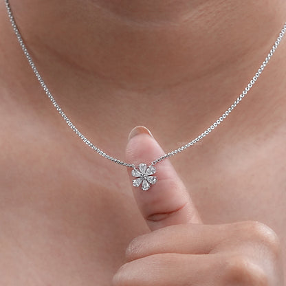 Pear Cut Lab Diamond Flower Pendant Necklaces
