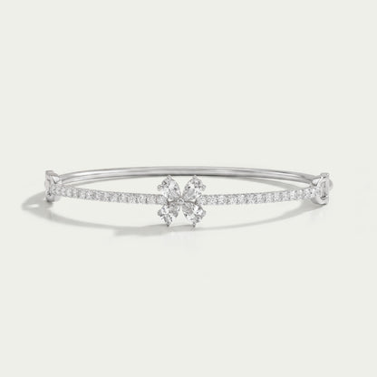 Flower Shape Pear Diamond Bangle Bracelet