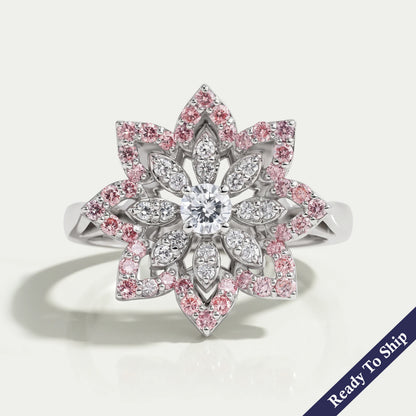 Round Cut Lab Grown Floral Style Engagement Ring