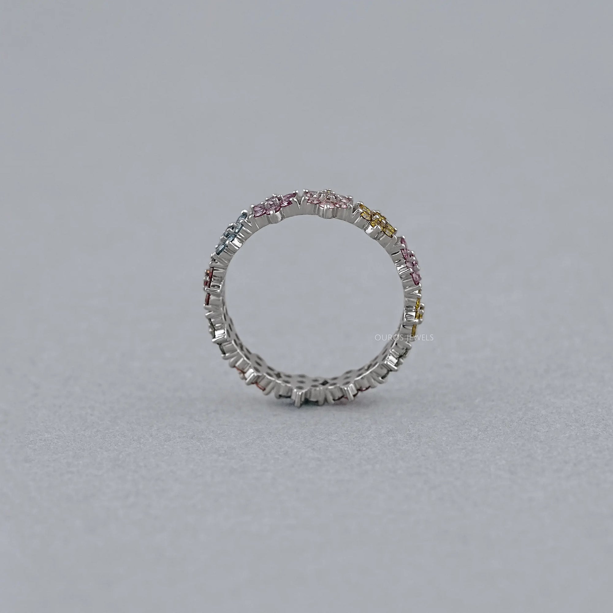 Round Colored Diamond Wedding Stackable Band Rings