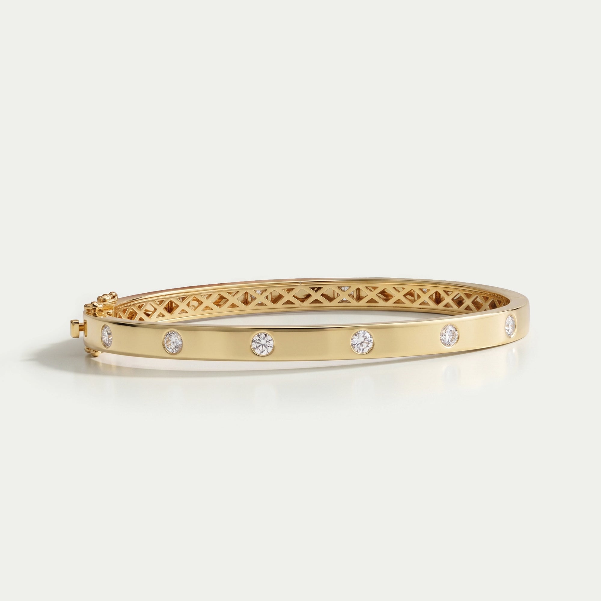 Flush Set Round Diamond Bangle