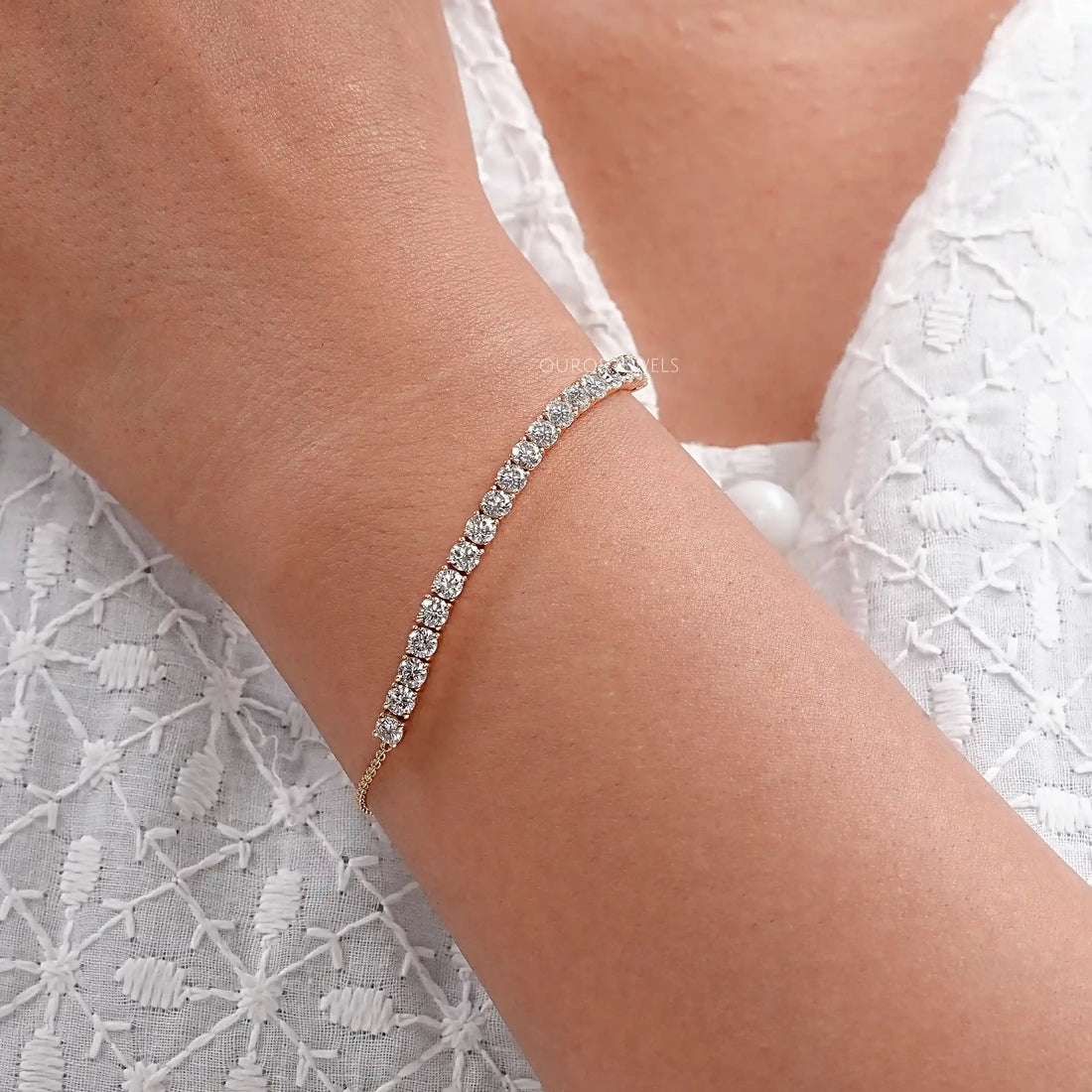 Round Cut Lab Diamond Half Tennis Bracelet Bracelet