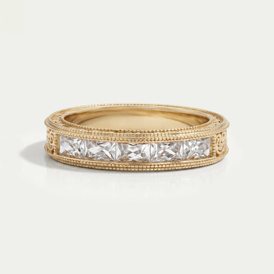 French Baguette Cut Lab Diamond Wedding Band For Men's Rings