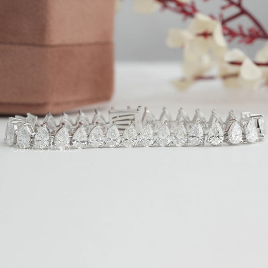 Pear Cut Lab Diamond Tennis Bracelet