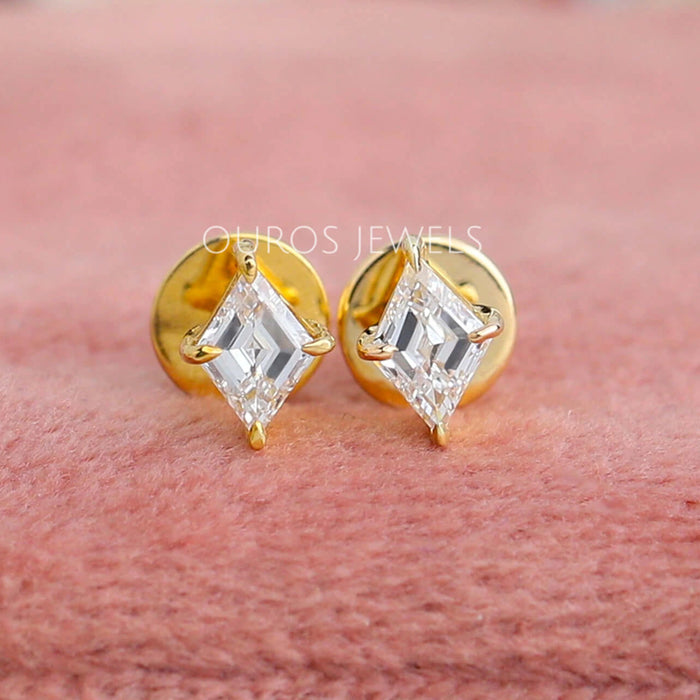 Kite Cut Diamond Stud Earrings With Lab Grown