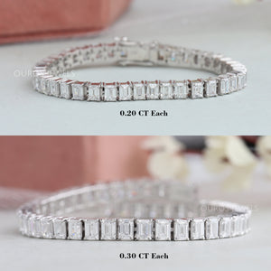 Emerald Cut Lab Grown Diamond Tennis Bracelet