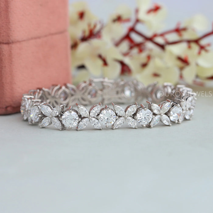 Marquise And Round Cut Diamond Bracelet