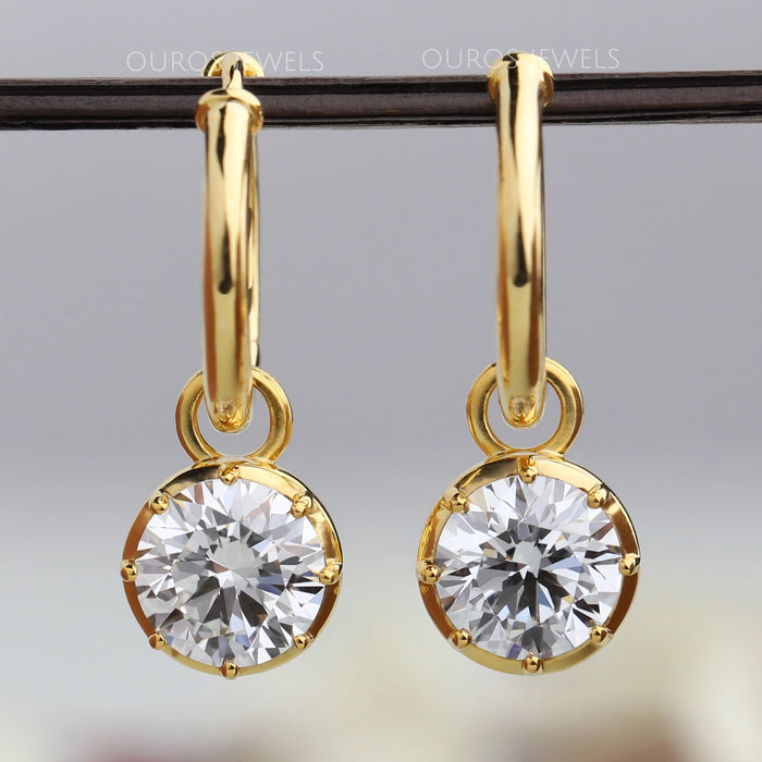 Round Cut Diamond Drop Dangle Earrings