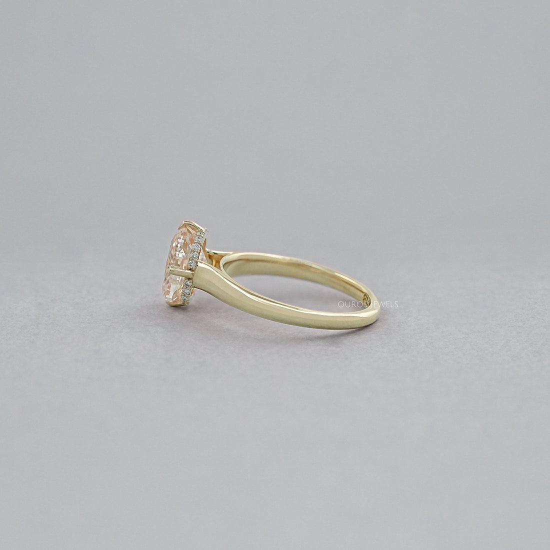 Fancy Intense Pink Cushion Cut Hidden Halo Ring Ring