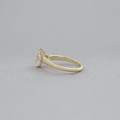 Fancy Intense Pink Cushion Cut Hidden Halo Ring Ring