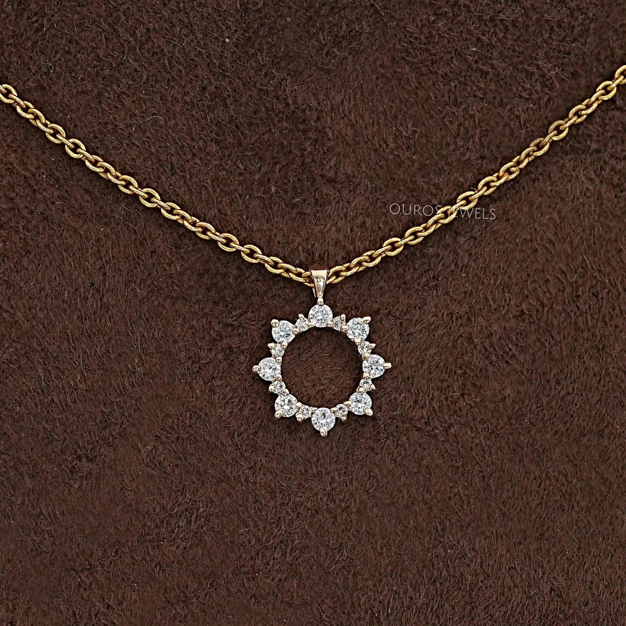 Open Circle Round Diamond Pendant Necklaces