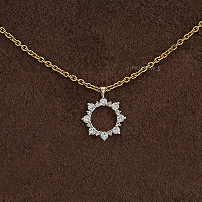 Open Circle Round Diamond Pendant Necklaces