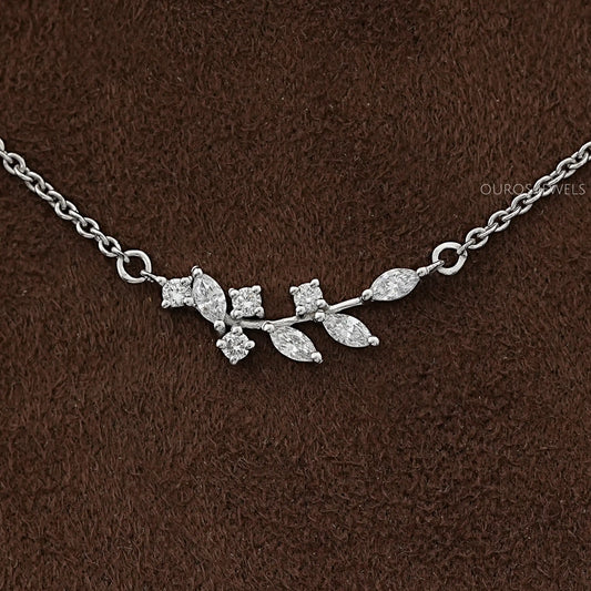 Marquise Cut Lab Diamond Leaf Pendant Necklaces