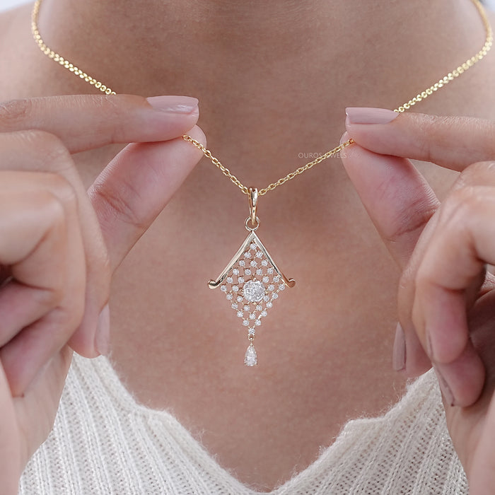 Portuguese Round Cut Lab Diamond Pendant