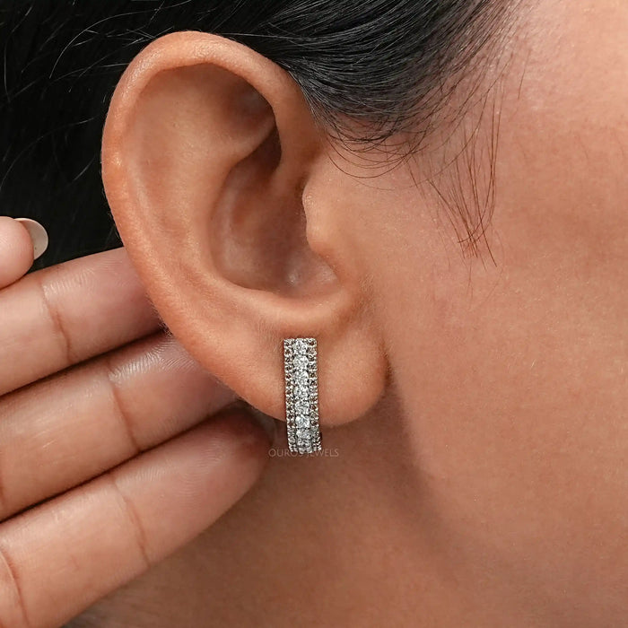 Fancy Round Brown Diamond Bar Earrings