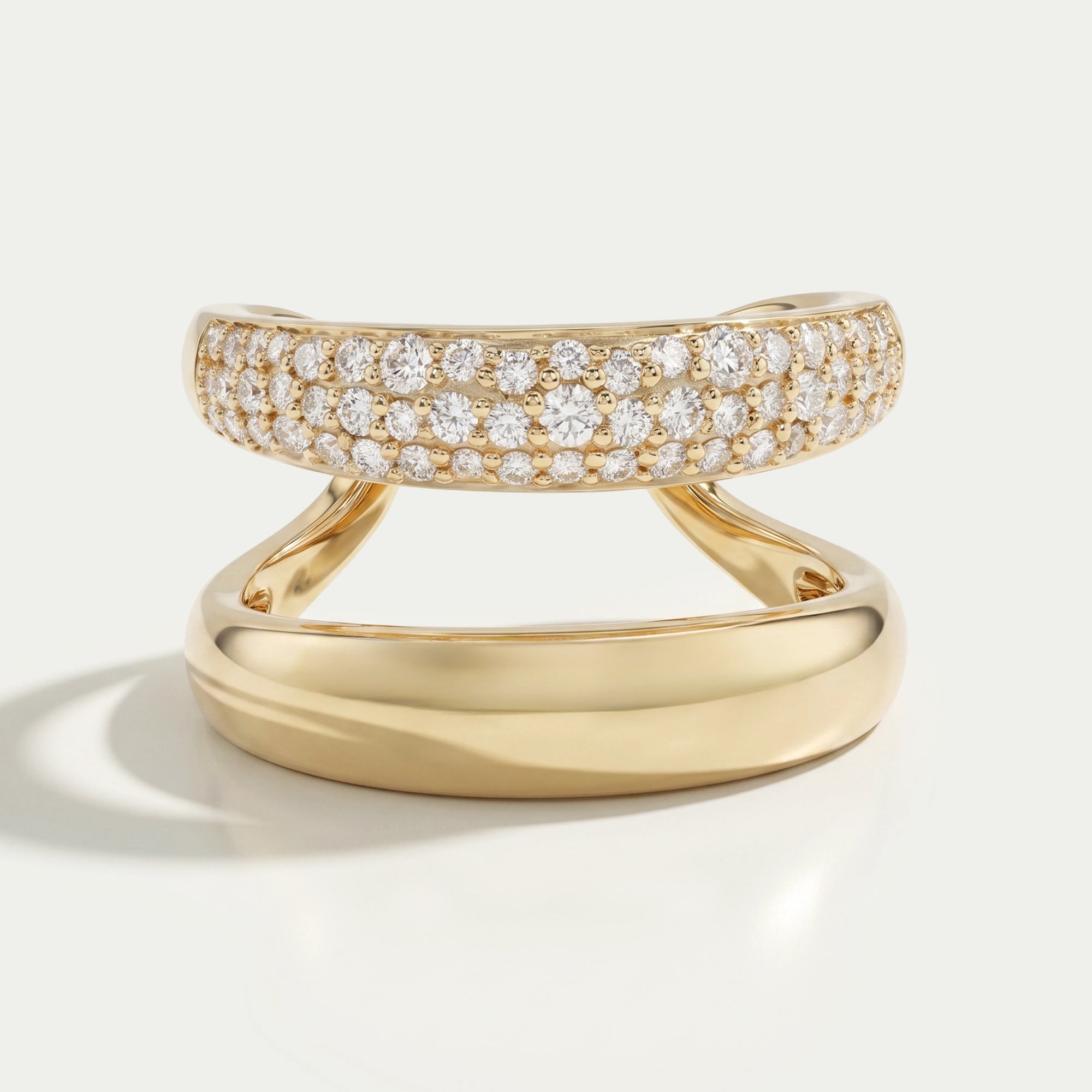 Gold Double Domed Open Cuff Ring