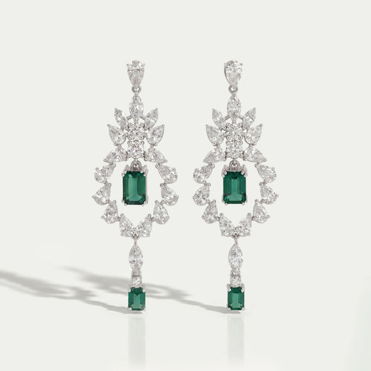 Green Emerald And Diamond Dangle Earrings Earring