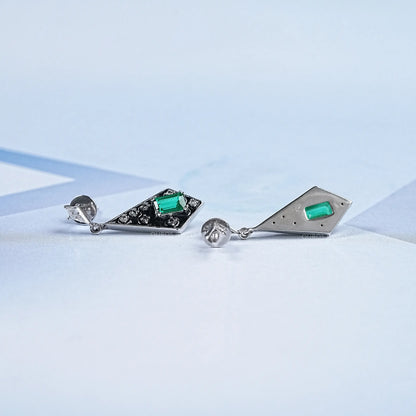 Black Enamel Flush Set Drop Earrings Earring