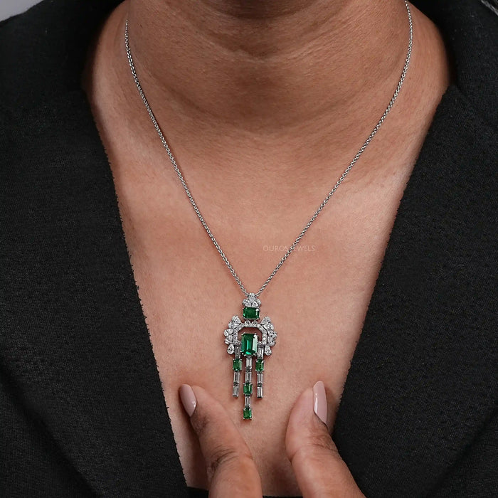 Cluster Diamond And Gemstone Pendant