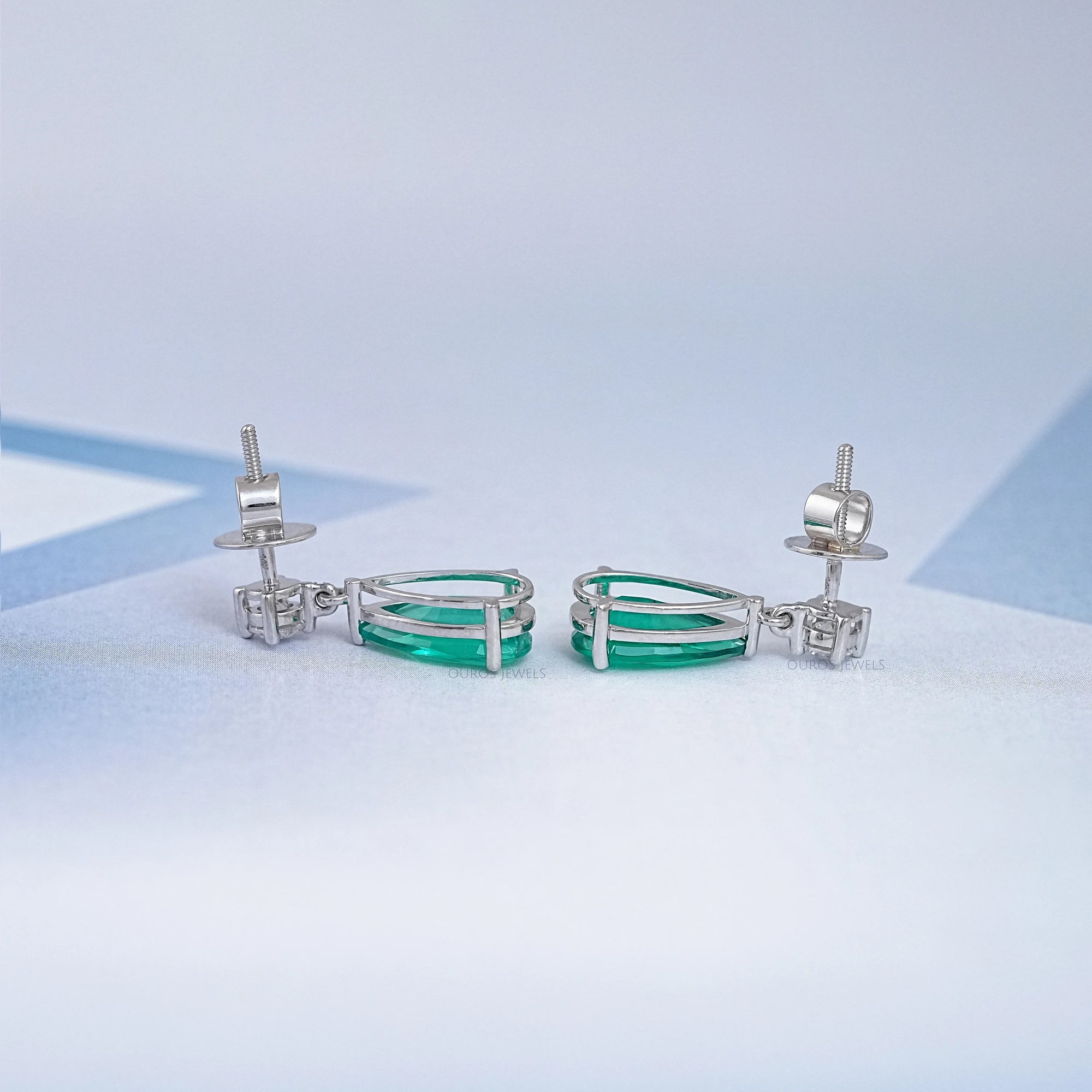 Green Pear Gemstone Drop Earrings Earrings