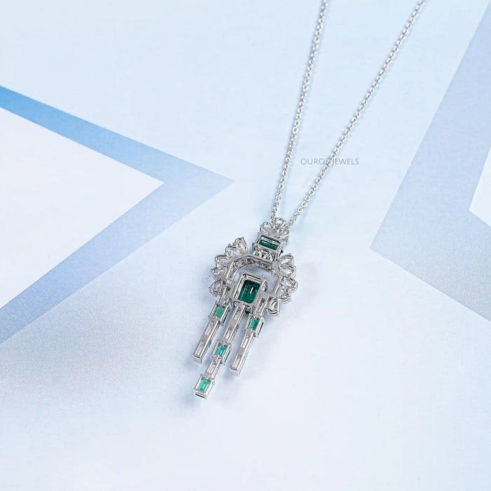 Cluster Diamond And Gemstone Pendant