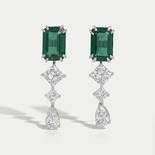 Gemstone Emerald Multi Shape Drop Earrings Earring