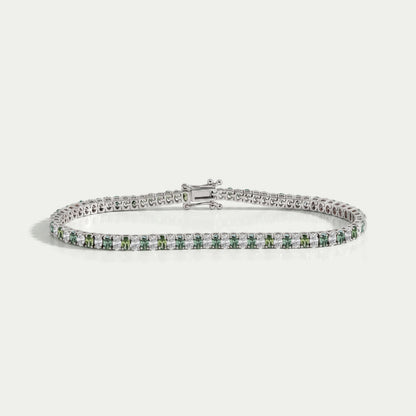 Green Oval Cut Lab Diamond Tennis Bracelet