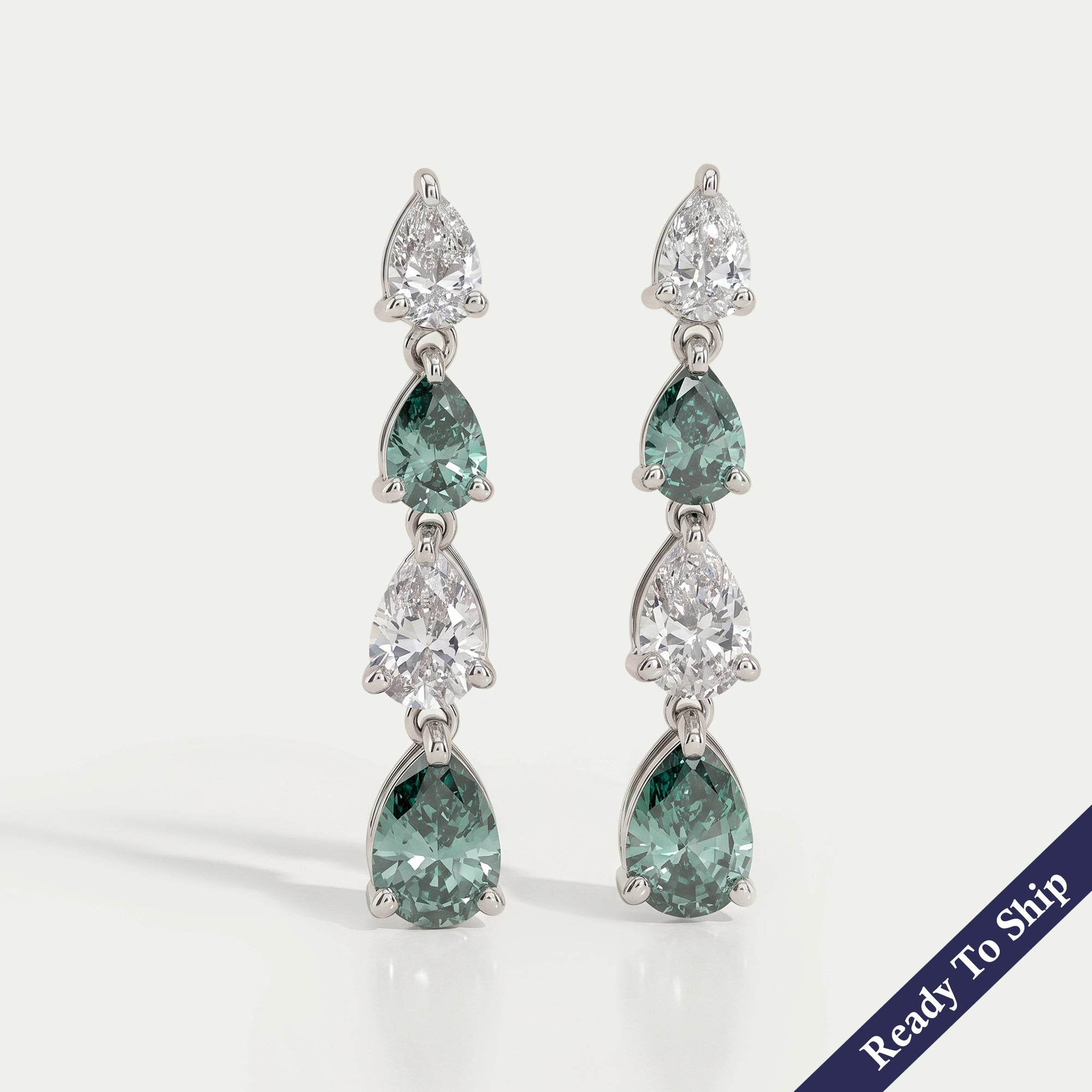 Green Pear Lab Diamond Dangle Earrings Earrings