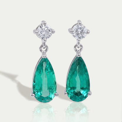 Green Pear Gemstone Drop Earrings Earrings